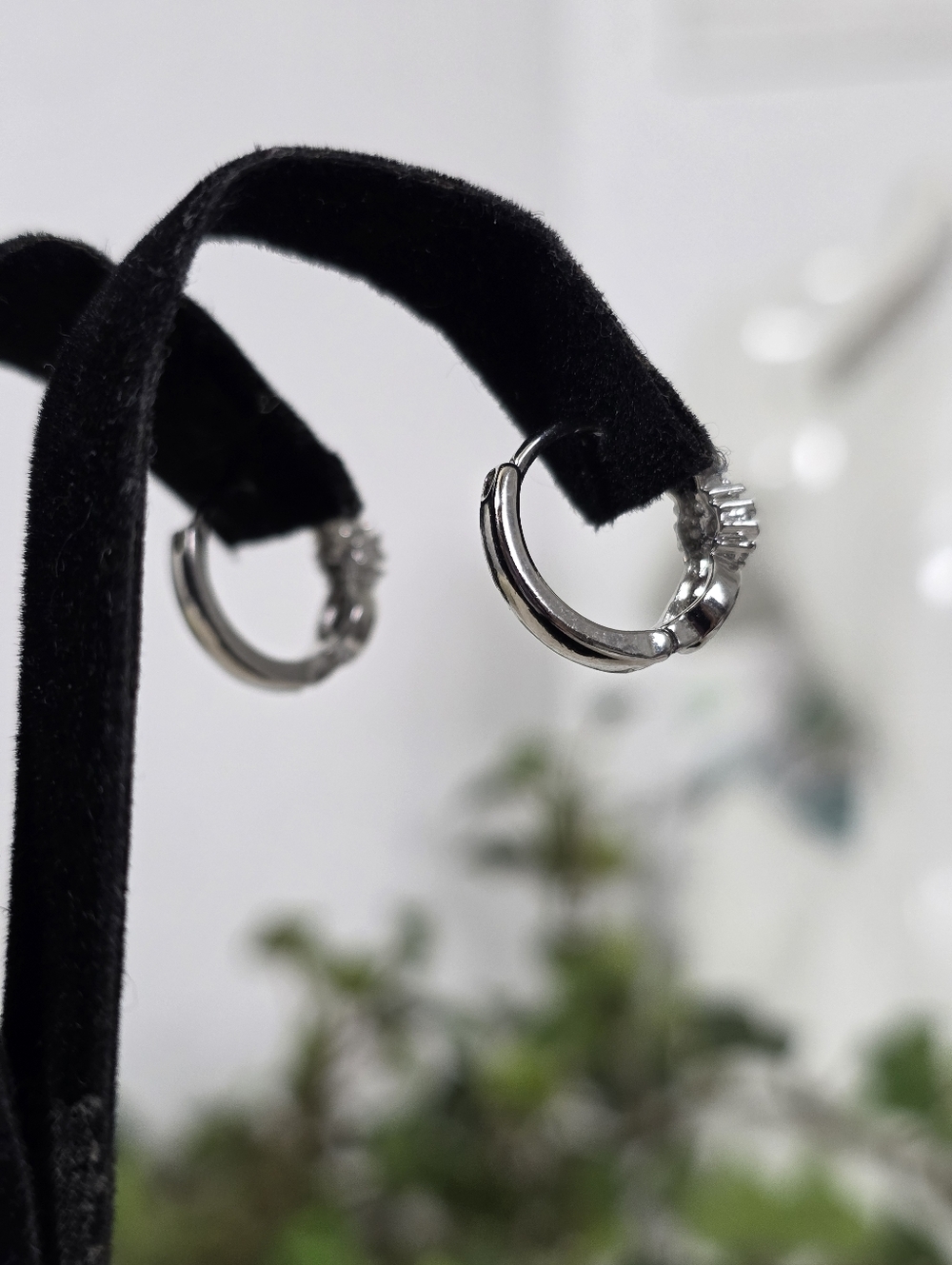 Silver Gold Filled Blue Evil Eye Huggie Hoop Earrings - Picture 7 of 9